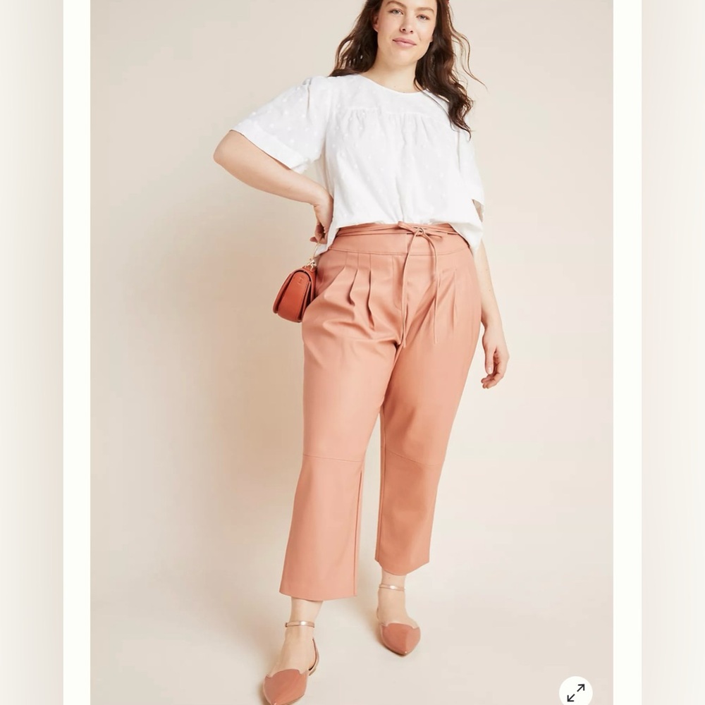 NWT ANTHRO X BLANKNYC Chelsea Tapered Faux Leather Trouser Pants Womens Plus 16W